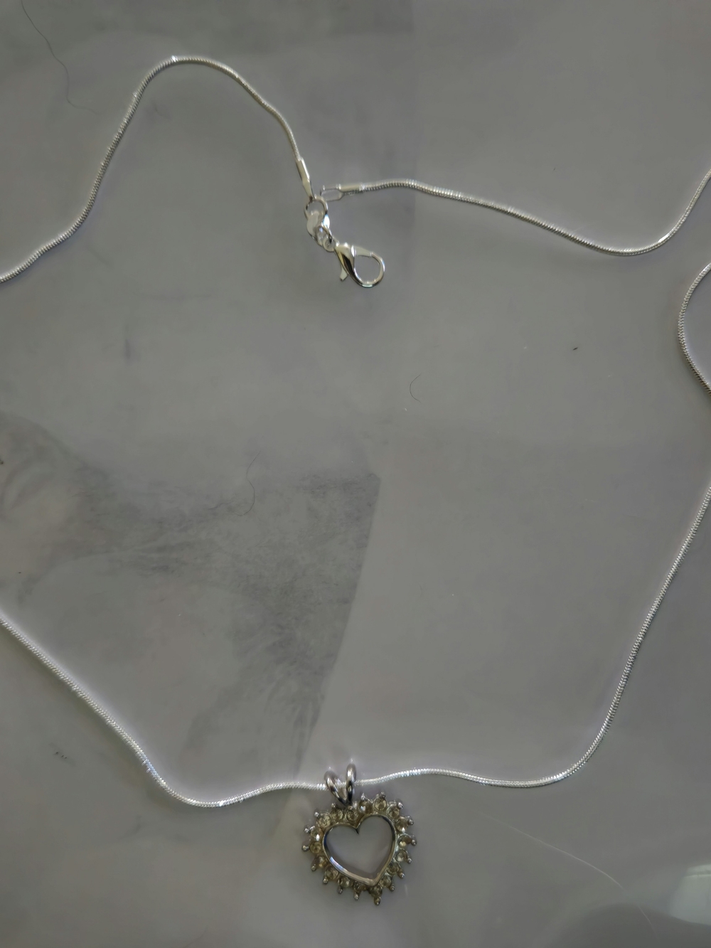 Sterling Silver Heart Pendant Necklace with Cubic Zirconia Accents - Silver